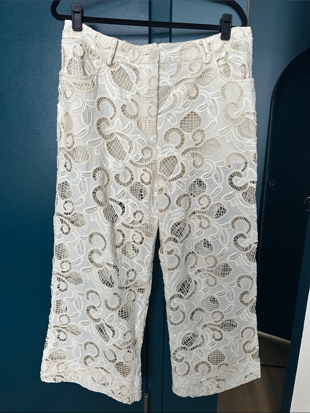 Asos Design White Crochet Lace Wide-Leg Pants